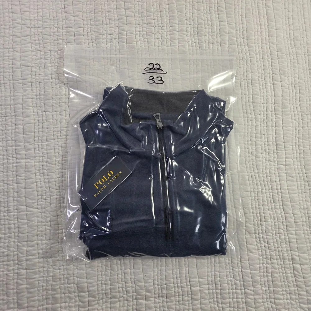 Polo Ralph Lauren Mens XXL Quarter Zip Pullover Navy Heathered Sweater NWT